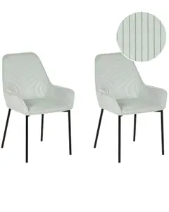 Set of 2 Dining Chairs LOVERNA Corduroy Mint Green