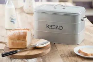 Living Nostalgia Bread Bin with Traditional top-opening lid -French Grey