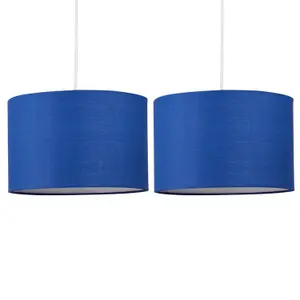 First Choice Lighting Set of 2 Navy Blue 25cm Ceiling Light Shades