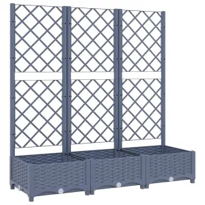 Berkfield Garden Planter with Trellis Dark Grey 120x40x121.5 cm PP