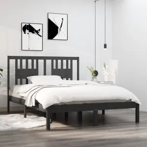 Berkfield Bed Frame Grey Solid Wood Pine 120x200 cm