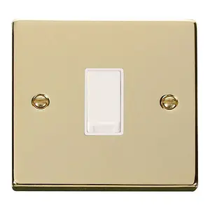 Polished Brass 10A 1 Gang Intermediate Light Switch - White Trim - SE Home