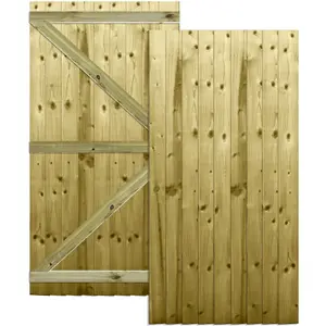 Premier Garden Supplies Pedestrian Gate 180cm (6ft) High x 90cm Wide Feather Edge Flat Top Semi-Braced Single Swing Gate