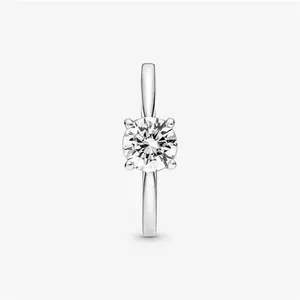 Pandora Sparkling Solitaire Ring - Sterling Silver / Cubic Zirconia - Sz. 48