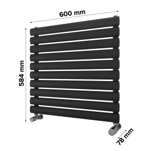 Ximax Champion FORH1164600A Anthracite Gas Horizontal Designer Radiator, (W)600mm x (H)584mm