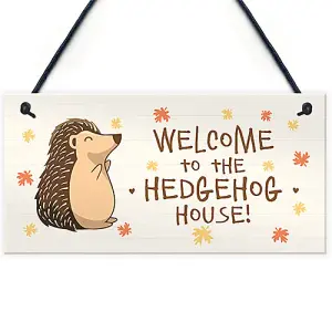 Welcome Hedgehog Sign Hanging Garden Shed Plaque Hedgehog Gift Family Gift Home Decor Plaque