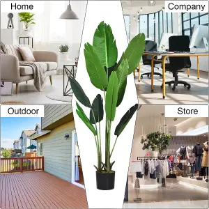 Costway 160cm Artificial Tropical Palm Tree w/ 10 Leaves Fake Bird of Paradise Plant