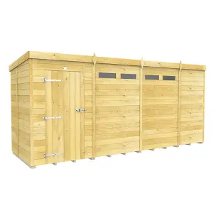 15 x 5 Feet Pent Security Shed - Single Door - Wood - L147 x W454 x H201 cm