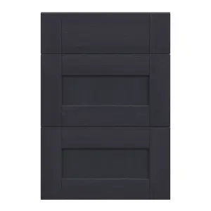 Alpinia Matt midnight navy wood effect Drawer front, Pack of 3 (H)715mm (W)497mm (T)18mm