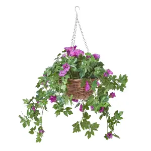 Homescapes Purple Petunia Hanging Basket, 80 cm