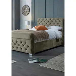 Veneta Plush Velvet Grey Bed Frame