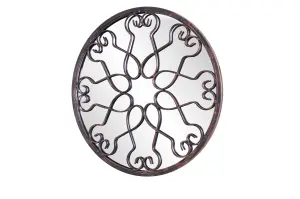 Primrose Blossoming Deep Bronze Metal Outdoor Garden Framed Round Mirror