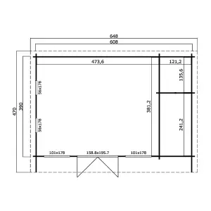 Lasita Jacobstow 3 Multi-Room Log Cabin - 6.08m x 3.9m - Side Store Rooms