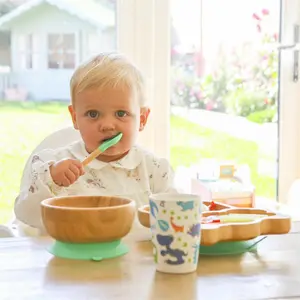 Tiny Dining - Children's Bamboo Silicone Tip Spoon - Green