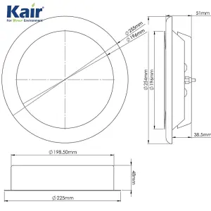 Kair Ceiling Supply Valve 200mm - 8 inch  White Coated Metal Vent