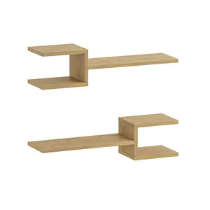 Modern Floating Wall Shelves (Set of 2) (Set of 2) Natural