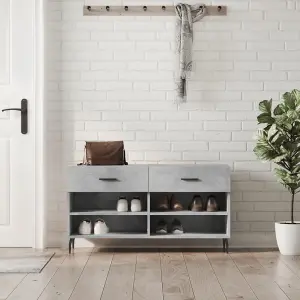 Berkfield Shoe Bench Concrete Grey 102x35x55 cm Engineered Wood