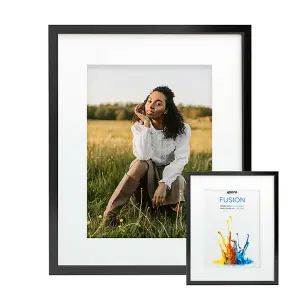 Kenro Fusion Series Black Metal Photo Frame A3 / 42x29.7cm with Picture Mat for Photo A4 / 21x29.7cm - FNC2130B