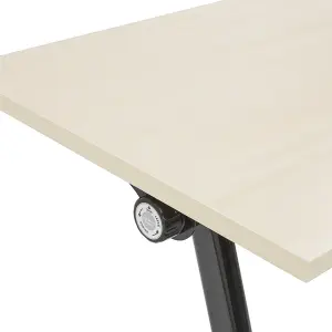 Foldable Office Desk with Wheels Light Wood BENDI