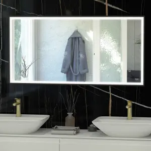 RAK Art Square 600x1200mm Matt Black Square with Touch Sensor Illuminated Mirror IP44