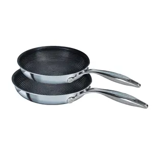 Circulon Round Stainless Steel Non-Stick Twin Frying Pan Set 22cm, 25 cm