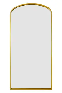 MirrorOutlet Angustus Gold Metal Framed Arched Full Length Wall Leaner Mirror 67"x33" (170x85CM)