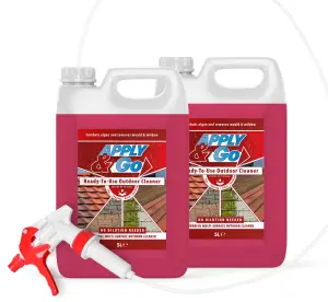 Apply & Go - Mould, Mildew, Lichen, Algae Remover Ready To Use Outdoor Cleaning Treatment Path and Patio Cleaner 2x5L