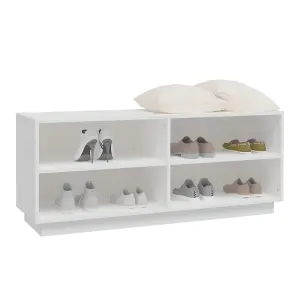 Berkfield Shoe Cabinet White 110x34x45 cm Solid Wood Pine