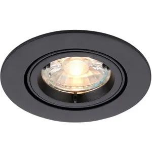 2 PACK Directional Tilting Ceiling Downlight - 50W GU10 Reflector - Matt Black