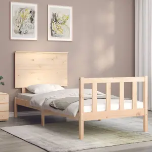 Berkfield Bed Frame with Headboard Small Single Solid Wood