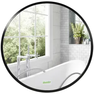 kleankin Round Bathroom Mirror, Modern Wall Mirror Aluminium Frame, 40x40 cm