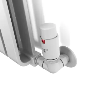 Terma Vision Soft white Left sided Corner Radiator valve & lockshield (Dia)15mm x ½"