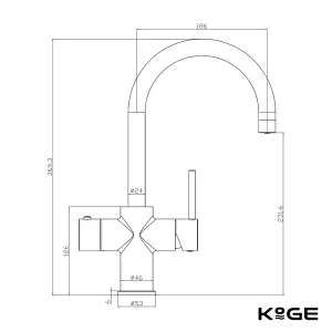 KOGE 98c Boiling Water Tap 3-in-1 Swan Spout Chrome with Tank and Filter