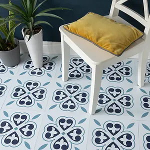 d-c-fix Oriental Flower Blue Self Adhesive Vinyl Floor Tiles Pack of 33 (3sqm)