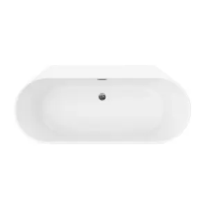 GoodHome Huron Gloss White Acrylic Single-ended Oval Freestanding Bath (L)1600mm (W)750mm