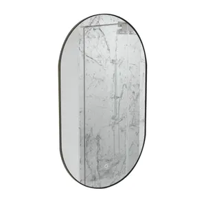 Sensio Nebula Matt Black Oval Wall-mounted Bathroom Illuminated mirror (H)80cm (W)50cm