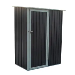 Charles Bentley 4.7ft x 3ft Metal Storage Shed Grey Small Roof Door Apex