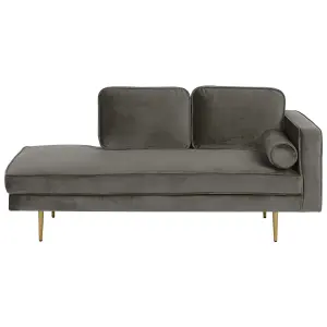 Right Hand Velvet Chaise Lounge Grey MIRAMAS