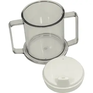 Two Handled Drinking Sip Cup - Microwavable Dishwasher Safe Anti Spill Cup