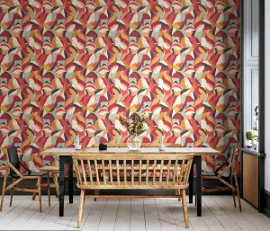 Hoopla Walls Leafy Patchwork Spice Mix Smooth Matt Wallpaper