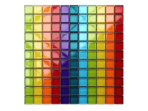 Glass mosaic on mesh for bathroom or kitchen 300mm x 300mm - Rainbow river