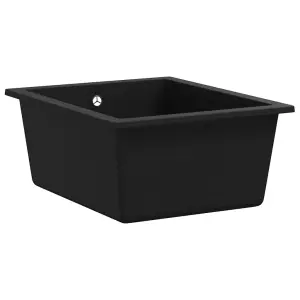 Berkfield Kitchen Sink with Overflow Hole Black Granite