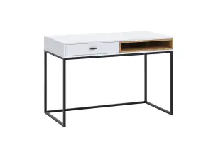 Transform Your Home Office with the Modern Olier 1 Desk 1200mm x 805mm x 600mm in Crisp White Matt & Black