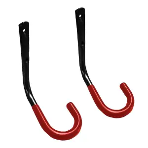 2 x Bike Storage Curved Hooks 25kg Wall Mounted Wheel Bracket Bicycle Garage Shed