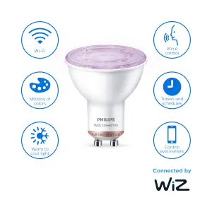 Philips WiZ GU10 50W LED Cool white, RGB & warm white Reflector Dimmable Light bulb