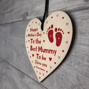 Red Ocean Mummy To Be Mothers Day Gift From Bump Wood Heart Gift For New Mum Mummy