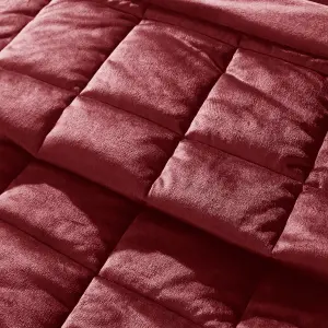 Catherine Lansfield Kingsley Matt Velvet Quilted 220x220 cm Bedspread Raspberry