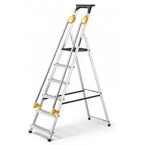 Abbey Aluminium Safety Platform Step Ladders - 6 Tread