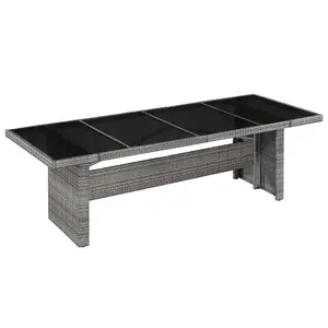 Berkfield Garden Table 240x90x74 cm Poly Rattan and Glass