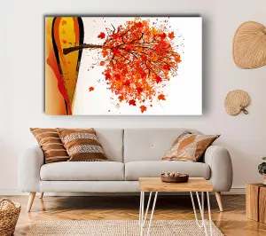 Autumn Orange Tree Canvas Print Wall Art - Medium 20 x 32 Inches